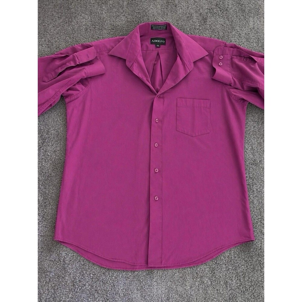 Adolfo Men’s Purple Pink Button Down Long Sleeve Shirt 16 32/33 Excellent Cond